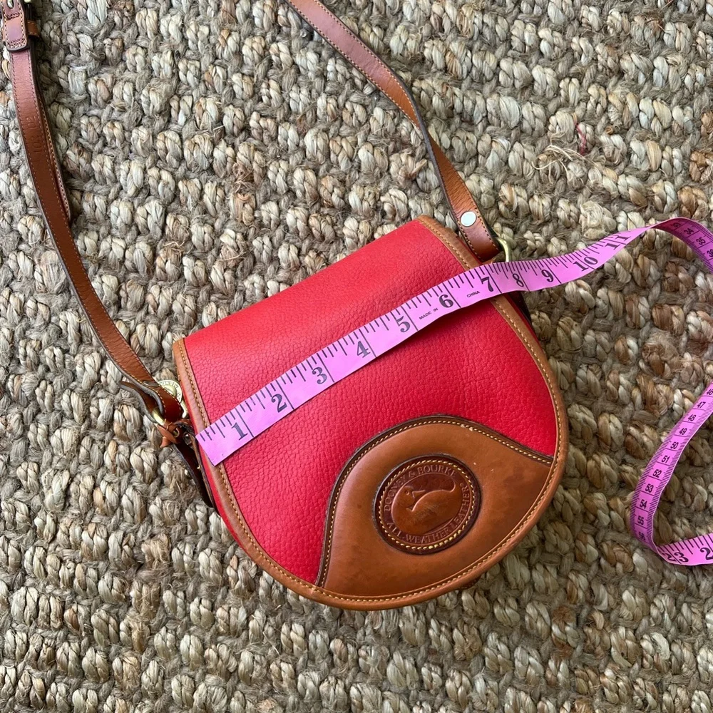 Dooney & Bourke Red and Tan saddle Crossbody Bag - Picture 9 of 14